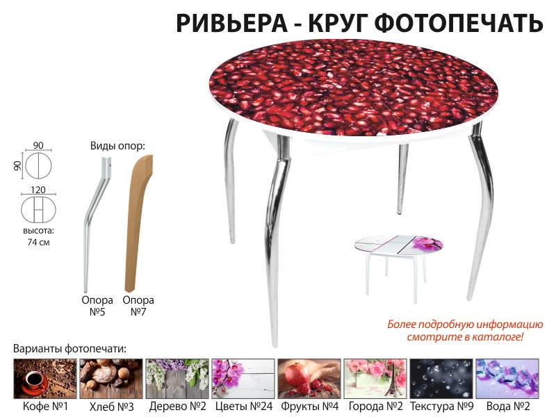 стол обеденный ривьера круг фотопечать в Чебоксарах