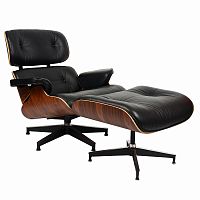 кресло eames style lounge chairчерное с коричневым в Чебоксарах