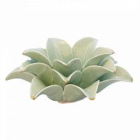 подсвечник керамический в виде лотоса с золотыми лепестками flower lotus pale green medium, 12 см в Чебоксарах