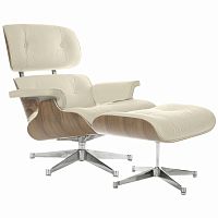 кресло eames style lounge chair & ottoman кремовое в Чебоксарах