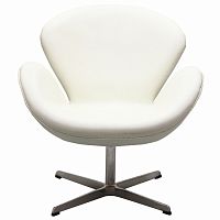 кресло swan chair экокожа белое в Чебоксарах