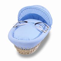 колыбель-переноска gift wicker moses basket натуральная, голубое белье в Чебоксарах