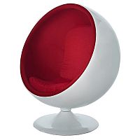 кресло-шар eero ball chair бело-красное в Чебоксарах