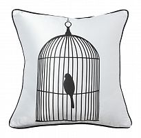 подушка с птичкой в клетке birdie in a cage white в Чебоксарах