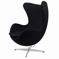 кресло arne jacobsen style egg chair черное в Чебоксарах