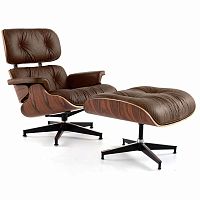 кресло eames style lounge chair & ottoman premium коричневое в Чебоксарах