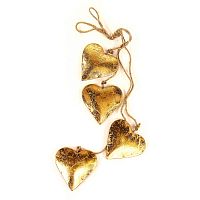 гирлянда новогодняя подвесная сердца золотые golden hearts, 65 см в Чебоксарах