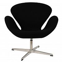 кресло arne jacobsen style swan chair черная шерсть в Чебоксарах