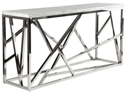 консоль geometric 180x50x90 хром, белая столешница в Чебоксарах
