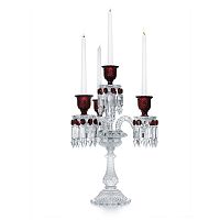 канделябр хрустальный с красными вставками на 4 свечи baccarat 3+1 от delight collection, 60 см в Чебоксарах