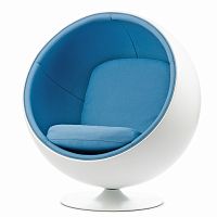 кресло ball chair бело-синее в Чебоксарах