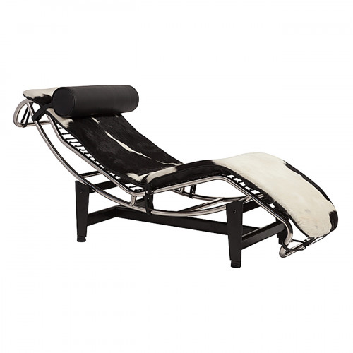 шезлонг chaise longue lc4 черно-белый в Чебоксарах