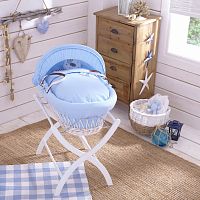 колыбель-переноска gift wicker moses basket белая, голубое белье в Чебоксарах