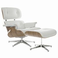 кресло eames style lounge chair & ottoman белое в Чебоксарах