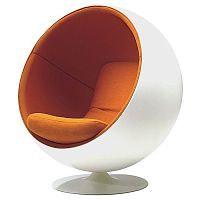 кресло eero ball chair бело-оранжевое в Чебоксарах