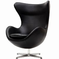 кресло с подлокотниками arne jacobsen style egg chair черное в Чебоксарах