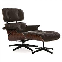 кресло eames style lounge chair палисандр коричневое в Чебоксарах