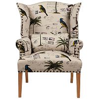 кресло мягкое с ушами quinn tufted armchair бежевое с рисунком в Чебоксарах